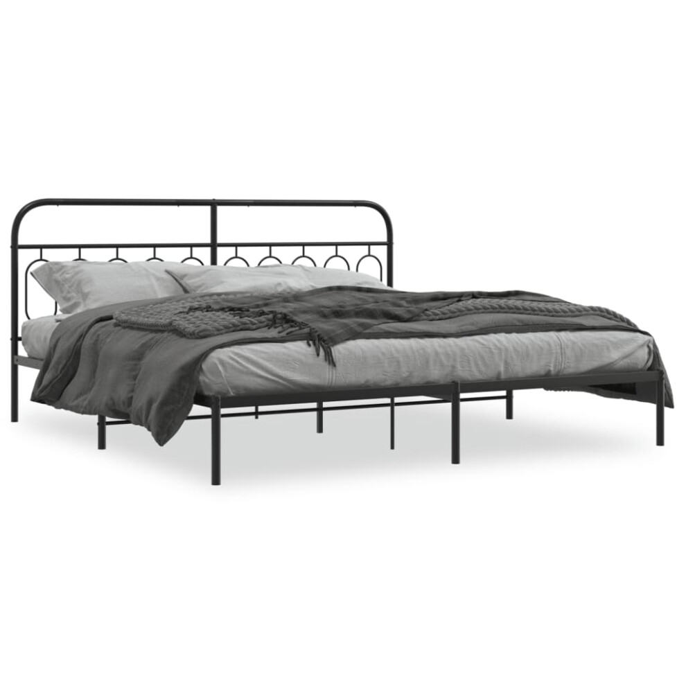 (black, 200 x 200 cm/ with headboard) vidaXL Metal Bed Frame with Headboard and Footboard Bed Base Black 120x200 cm