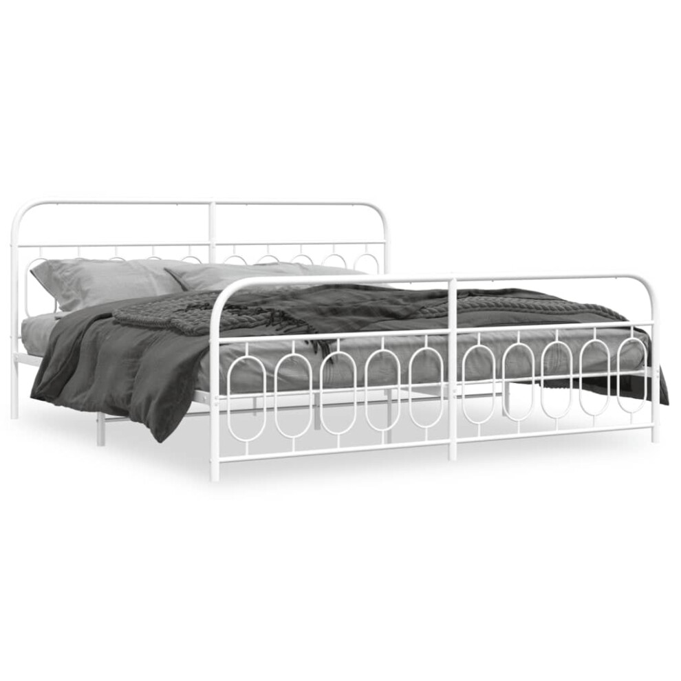 (white, 200 x 200 cm/ with headboard & footboard) vidaXL Metal Bed Frame with Headboard and Footboard Bed Base Black 120x200 cm