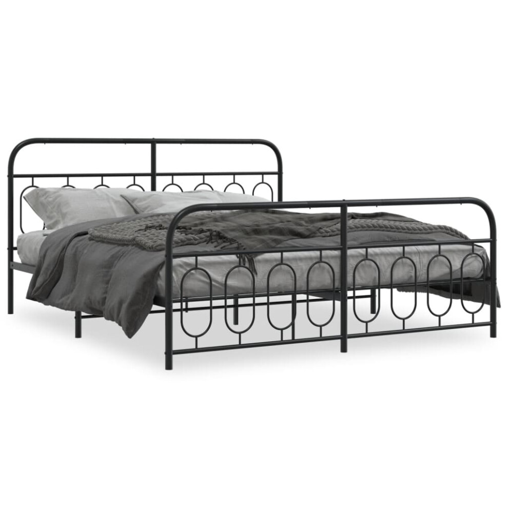 (black, 180 x 200 cm/ with headboard & footboard) vidaXL Metal Bed Frame with Headboard and Footboard Bed Base Black 120x200 cm