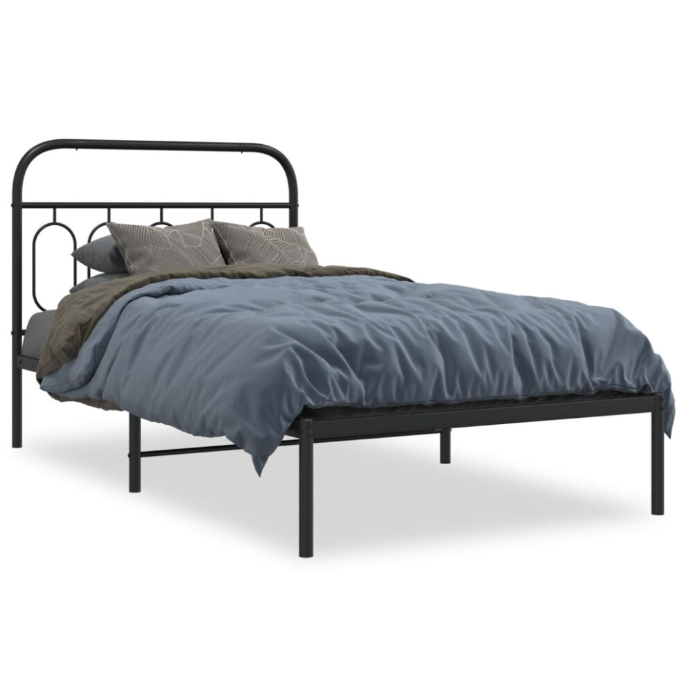 Vidaxl (Black, 100 X 190 Cm/ With Headboard) Metal Bed Frame With Headboard And Footboard Bed Base Black 120X200 Cm