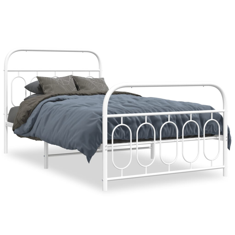 (white, 107 x 203 cm/ with headboard & footboard) vidaXL Metal Bed Frame with Headboard and Footboard Bed Base Black 120x200 cm