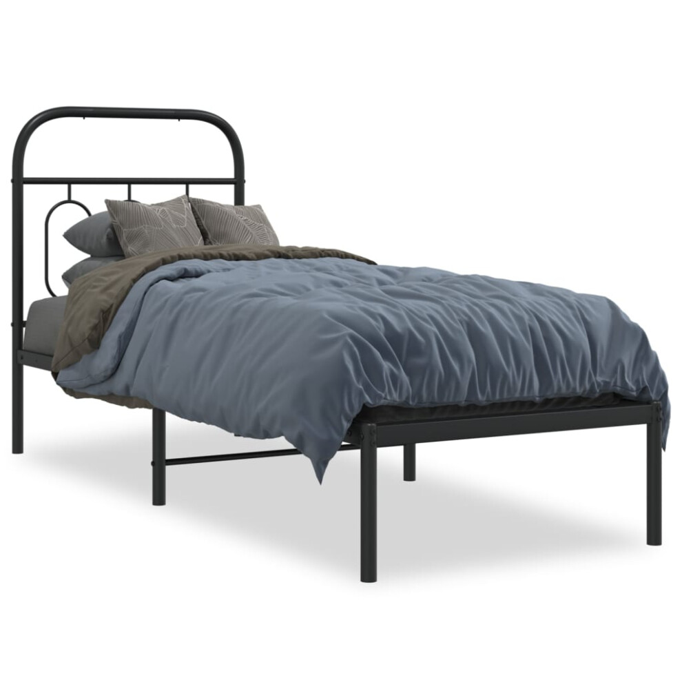 Vidaxl (Black, 75 X 190 Cm/ With Headboard) Metal Bed Frame With Headboard And Footboard Bed Base Black 120X200 Cm
