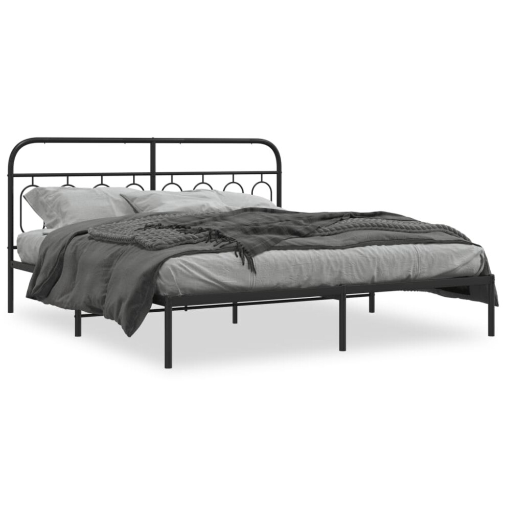 (black, 180 x 200 cm/ with headboard) vidaXL Metal Bed Frame with Headboard and Footboard Bed Base Black 120x200 cm