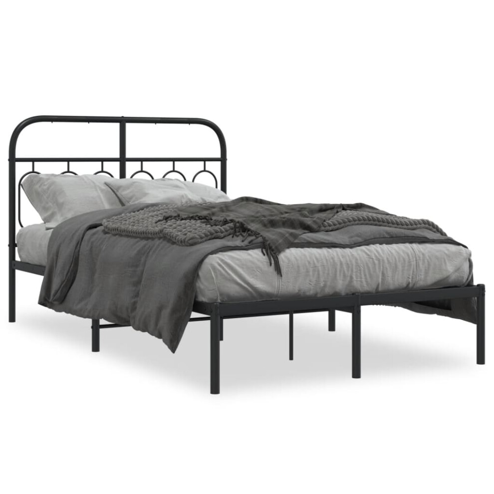 (black, 120 x 190 cm/ with headboard) vidaXL Metal Bed Frame with Headboard and Footboard Bed Base Black 120x200 cm