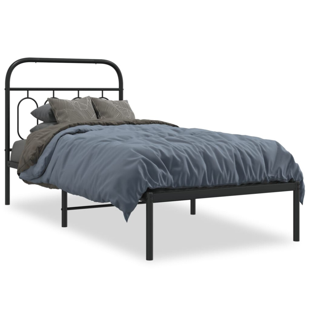 (black, 90 x 190 cm/ with headboard) vidaXL Metal Bed Frame with Headboard and Footboard Bed Base Black 120x200 cm