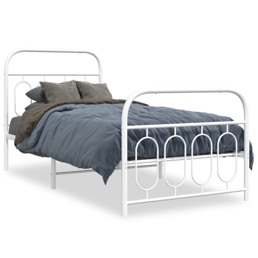 (white, 90 x 200 cm/ with headboard & footboard) vidaXL Metal Bed Frame with Headboard and Footboard Bed Base Black 120x200 cm