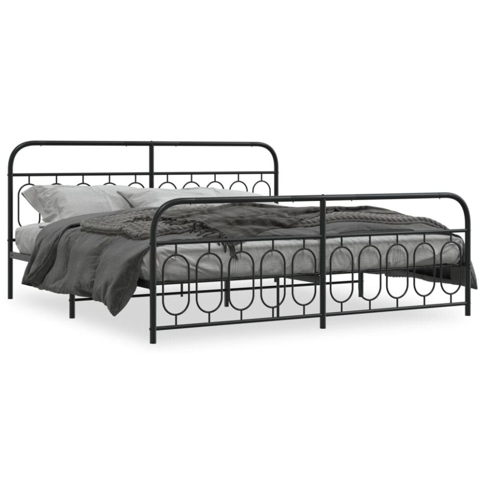 Vidaxl (Black, 200 X 200 Cm/ With Headboard & Footboard) Metal Bed Frame With Headboard And Footboard Bed Base Black 120X200 Cm