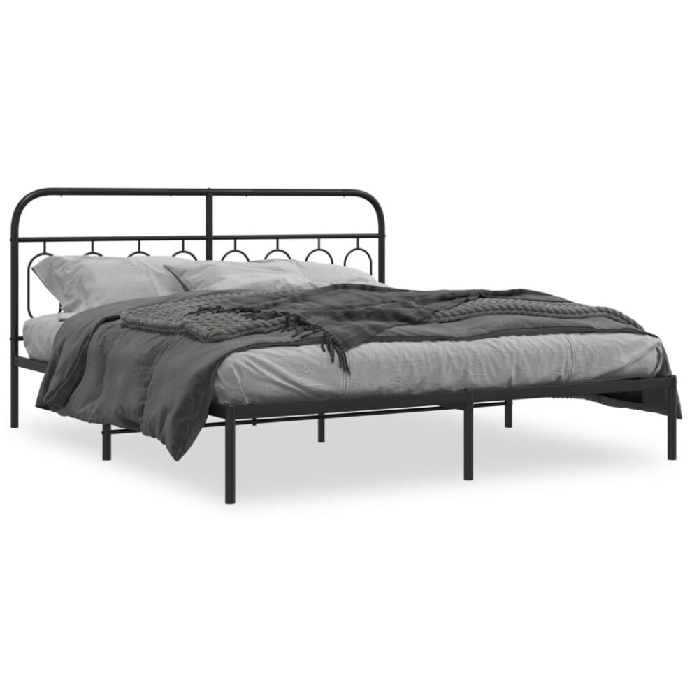 (black, 193 x 203 cm/ with headboard) vidaXL Metal Bed Frame with Headboard and Footboard Bed Base Black 120x200 cm