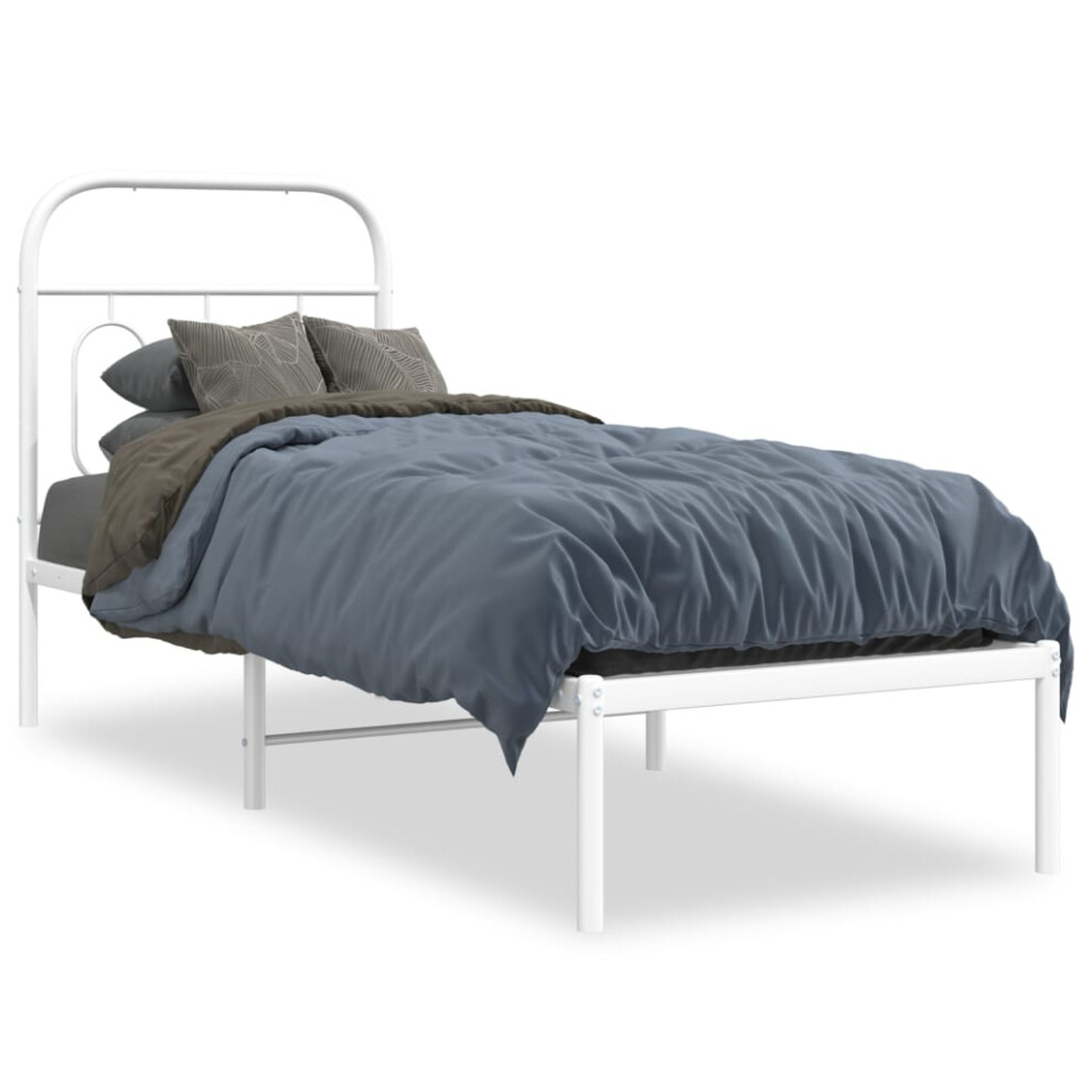 Vidaxl (White, 75 X 190 Cm/ With Headboard) Metal Bed Frame With Headboard And Footboard Bed Base Black 120X200 Cm