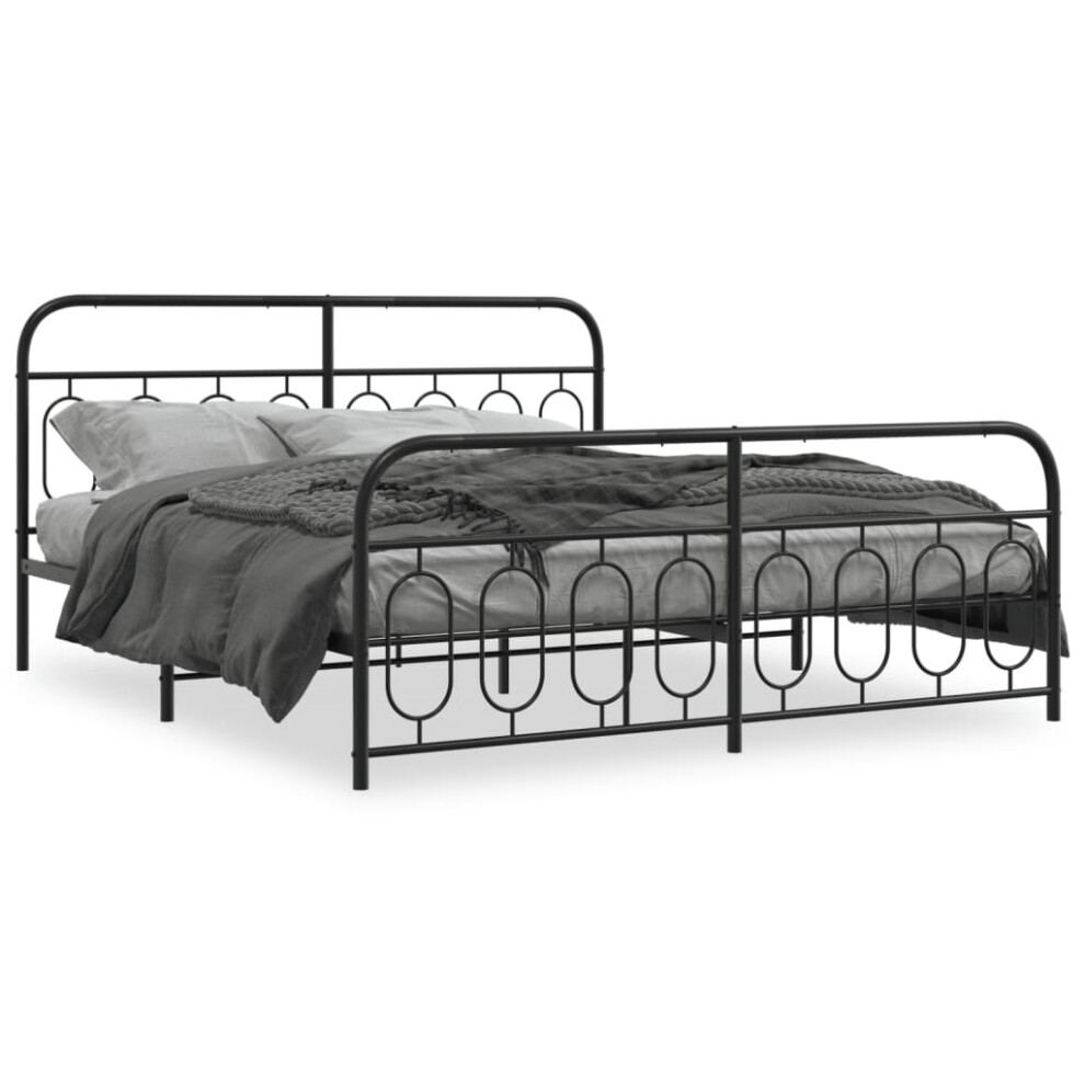 Vidaxl (Black, 193 X 203 Cm/ With Headboard & Footboard) Metal Bed Frame With Headboard And Footboard Bed Base Black 120X200 Cm