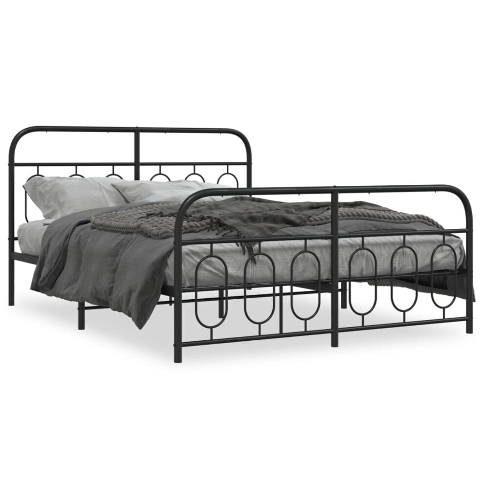 Vidaxl (, 140 X 200 Cm/ With Headboard & Footboard) Metal Bed Frame With Headboard And Footboard Bed Base 120X200 Cm Black
