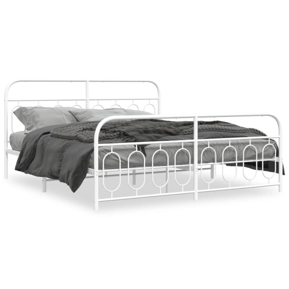 (white, 180 x 200 cm/ with headboard & footboard) vidaXL Metal Bed Frame with Headboard and Footboard Bed Base Black 120x200 cm