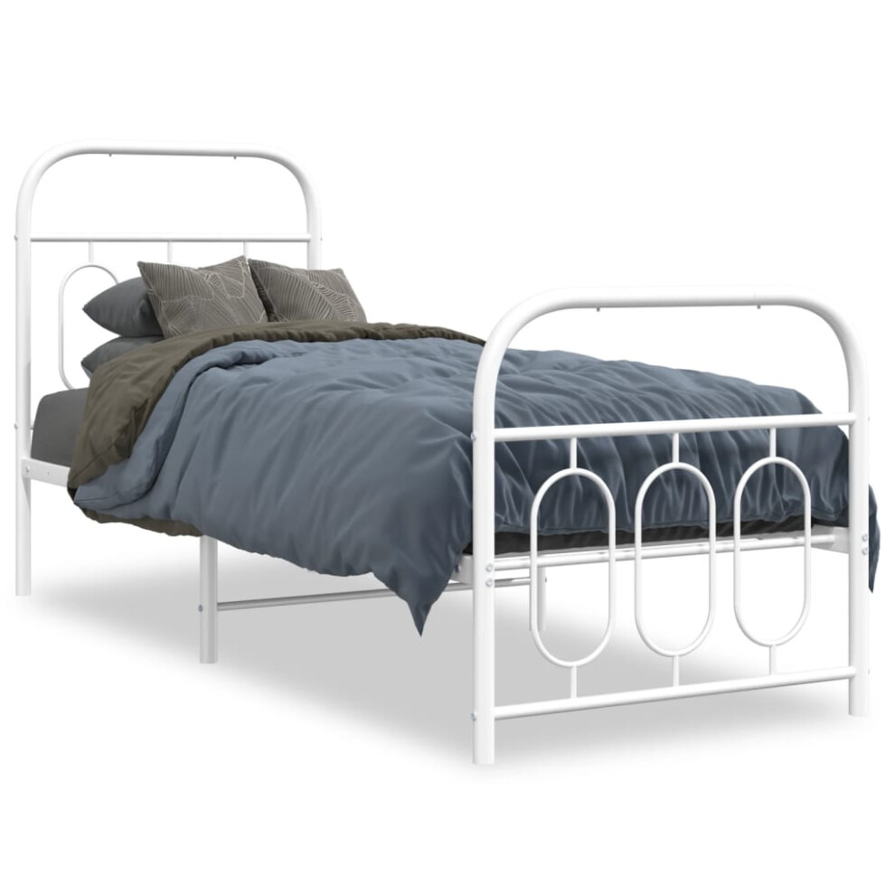 (white, 75 x 190 cm/ with headboard & footboard) vidaXL Metal Bed Frame with Headboard and Footboard Bed Base Black 120x200 cm