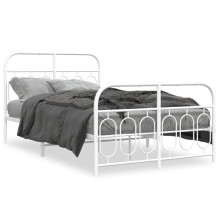 (white, 120 x 190 cm/ with headboard & footboard) vidaXL Metal Bed Frame with Headboard and Footboard Bed Base Black 120x200 cm