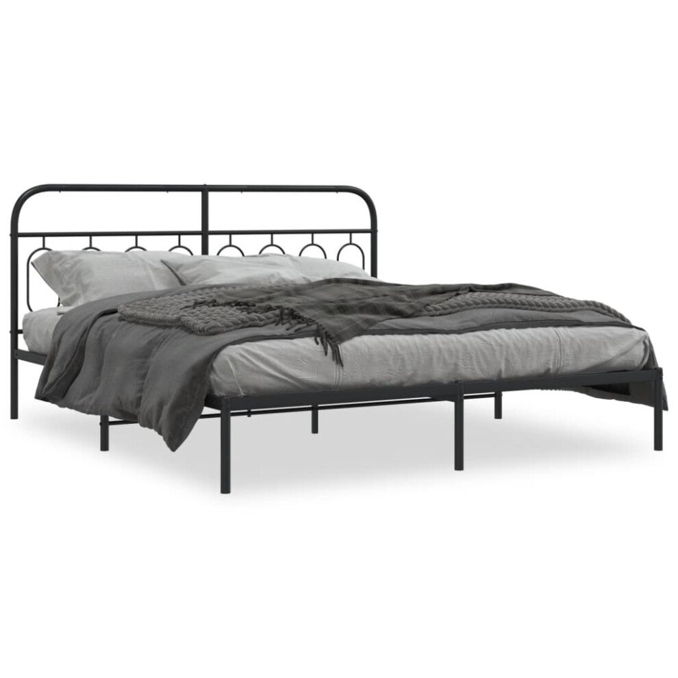 Vidaxl (Black, 183 X 213 Cm/ With Headboard) Metal Bed Frame With Headboard And Footboard Bed Base Black 120X200 Cm