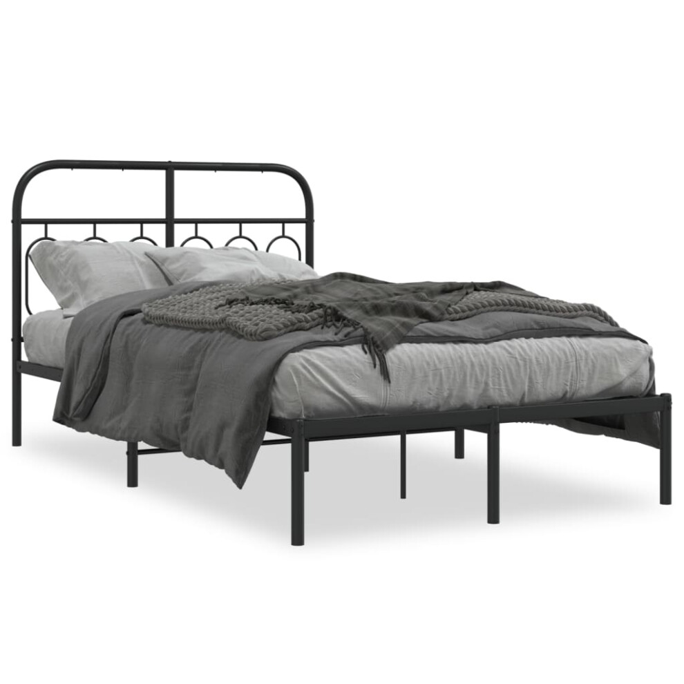 Vidaxl (Black, 120 X 200 Cm/ With Headboard) Metal Bed Frame With Headboard And Footboard Bed Base Black 120X200 Cm