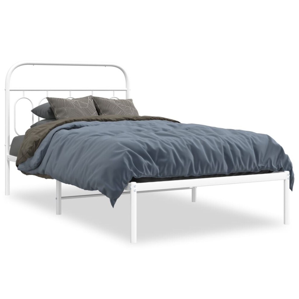 Vidaxl (White, 100 X 190 Cm/ With Headboard) Metal Bed Frame With Headboard And Footboard Bed Base Black 120X200 Cm