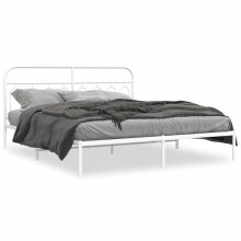 (white, 160 x 200 cm/ with headboard) vidaXL Metal Bed Frame with Headboard and Footboard Bed Base Black 120x200 cm