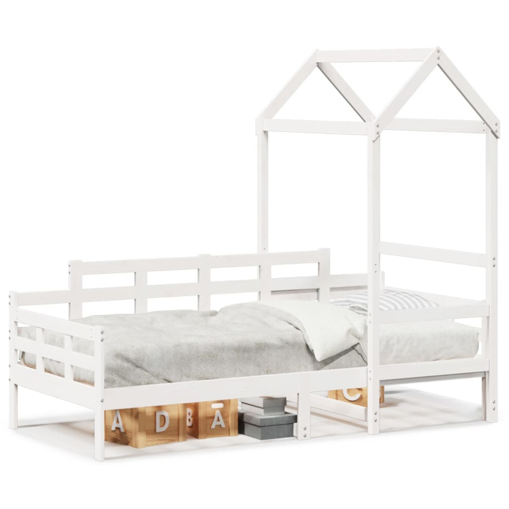 (white, 90 x 190 cm) vidaXL Day Bed with Roof Sofa Bed Daybed Couch White 90x190 cm Solid Wood Pine