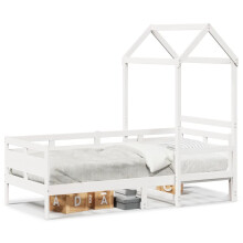 (white, 80 x 200 cm) vidaXL Day Bed with Roof Sofa Bed Daybed Couch White 90x200 cm Solid Wood Pine
