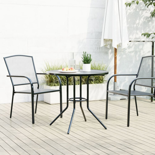 VidaXL vidaXL Terrassentisch Rund Anthrazit Pulverbeschichteter Stahl 2