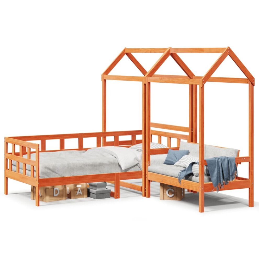 Vidaxl (Wax Brown, 80 X 200 Cm) Day Bed Set With Roof Sofa Bed Daybed Guest Bed Wax Solid Wood Pine