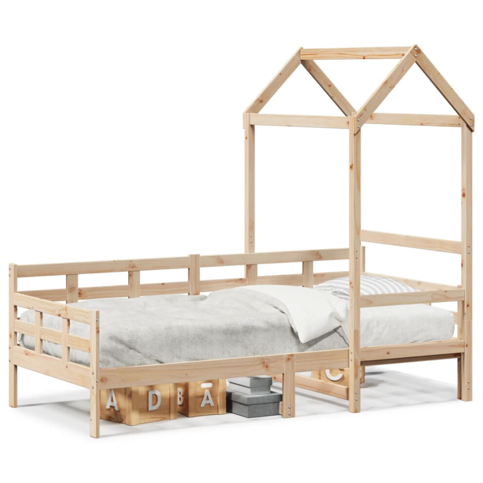 Vidaxl (Natural, 80 X 200 Cm) Day Bed With Roof Sofa Bed Daybed Guest Bed 90X200 Cm Solid Wood Pine