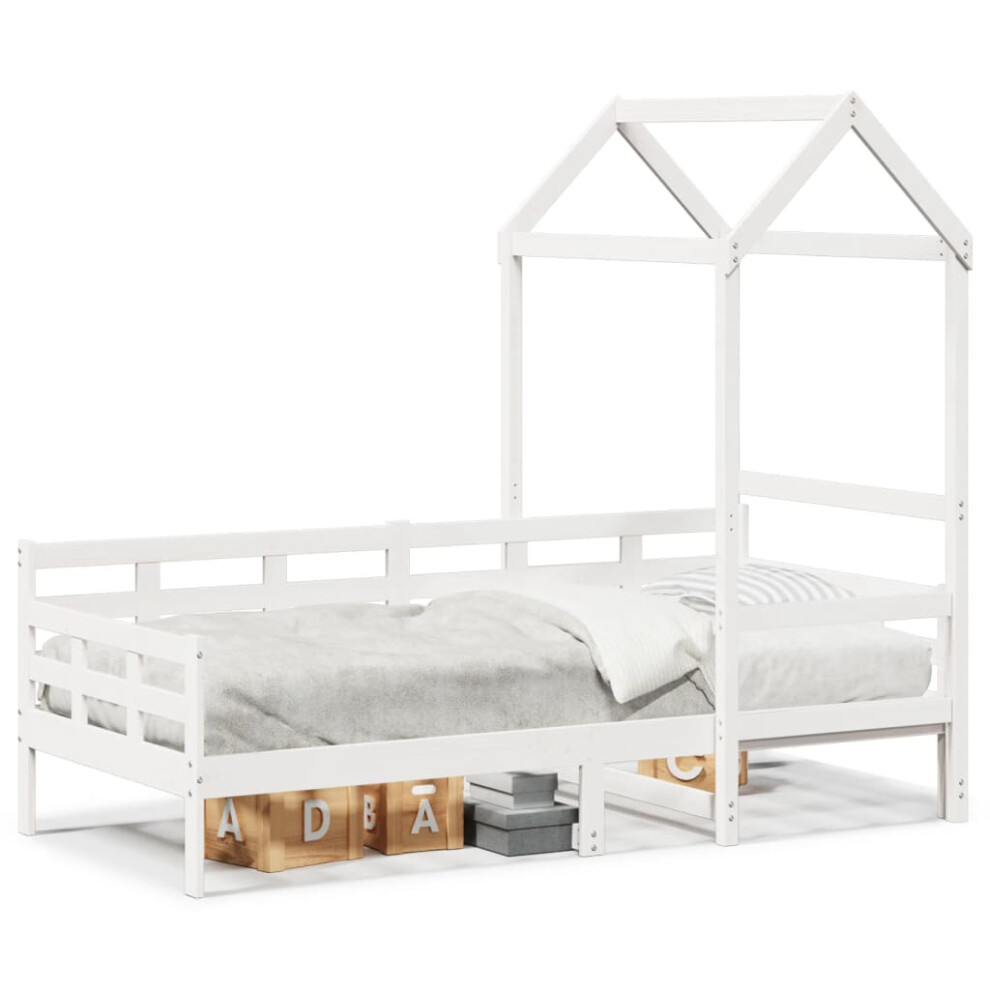 Vidaxl (White, 80 X 200 Cm) Day Bed With Roof Sofa Bed Daybed Guest Bed 90X200 Cm Solid Wood Pine