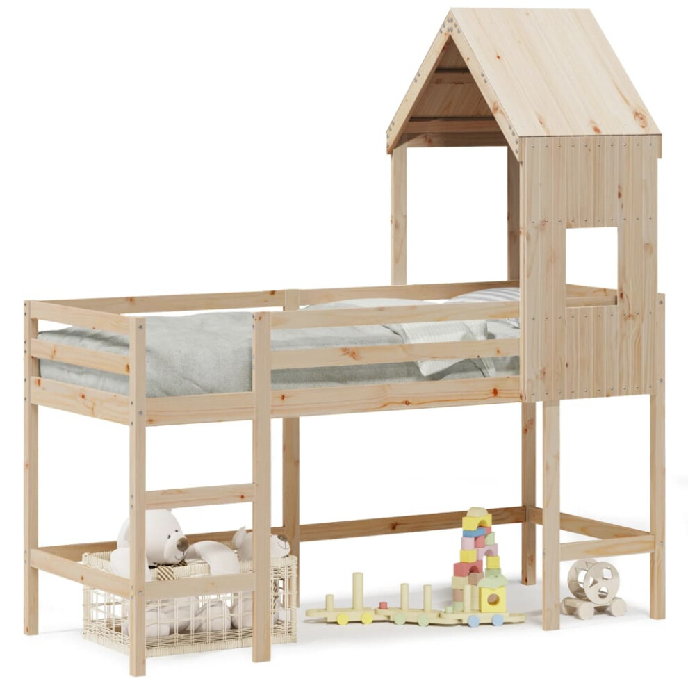 (natural, 80 x 200 cm) vidaXL Loft Bed with Ladder and Roof Bunk Bed White 80x200 cm Solid Wood Pine