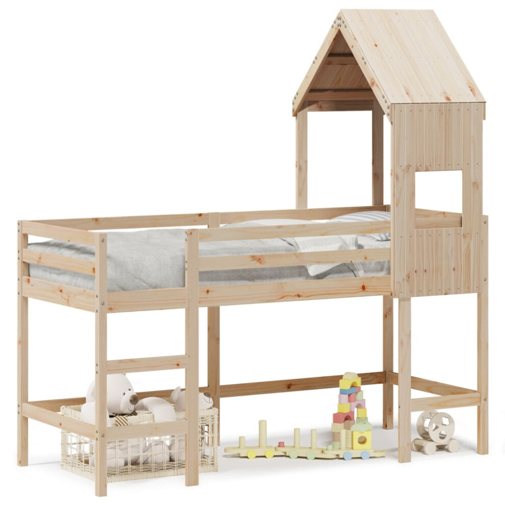 (natural, 90 x 190 cm) vidaXL Loft Bed with Ladder and Roof Bunk Bed White 80x200 cm Solid Wood Pine