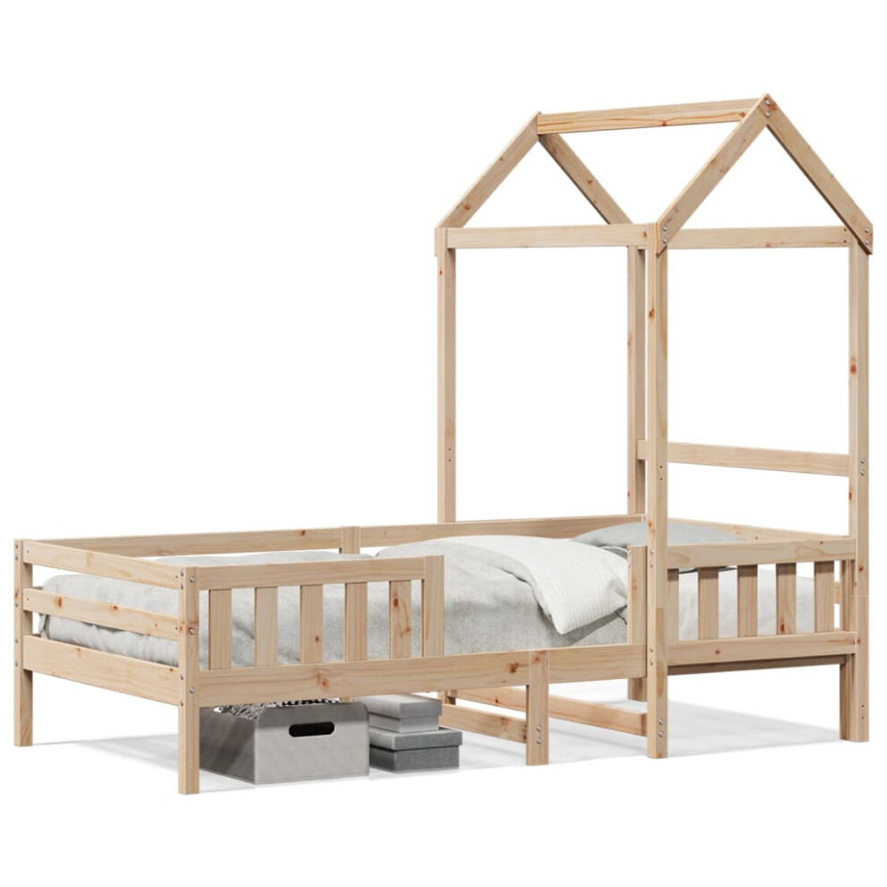 (natural, 90 x 190 cm) vidaXL Bed Frame with Roof Home Bed Base Mattress Foundation Solid Wood Pine