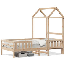 vidaXL Massivholzbett mit Dach 75x190 cm Kiefer