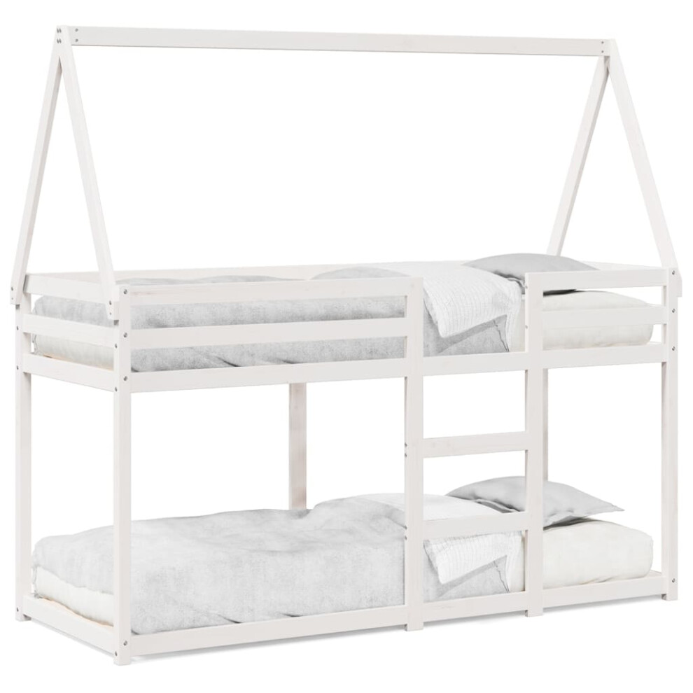 New Vidaxl (, 90 X 200 Cm) Bunk Bed With Roof Children Bed Frame 90X190 Cm Solid Wood Pine White 3282080
