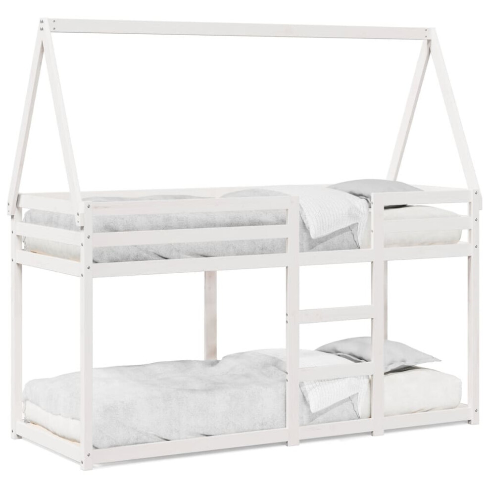 (white, 90 x 190 cm) vidaXL Bunk Bed with Roof Children Bed Frame White 90x190 cm Solid Wood Pine