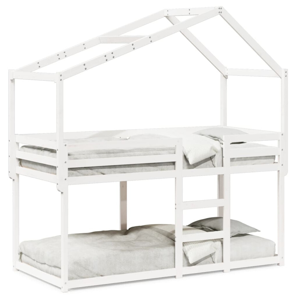 (white, 90 x 200 cm) vidaXL Bunk Bed with Roof Children Bed Frame White 90x190 cm Solid Wood Pine