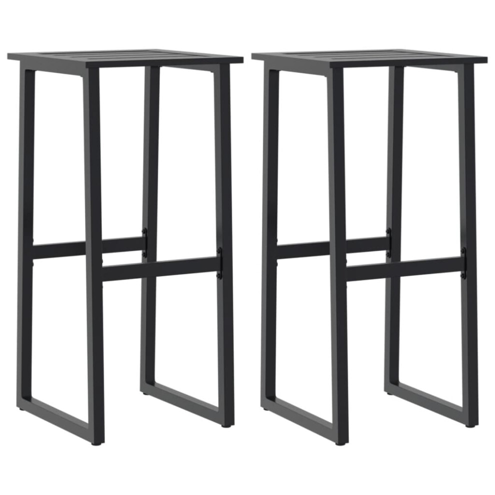 Vidaxl (2 Pcs) Bar Stools Bistro Chair Pub Counter Chair Black Powder-Coated Steel