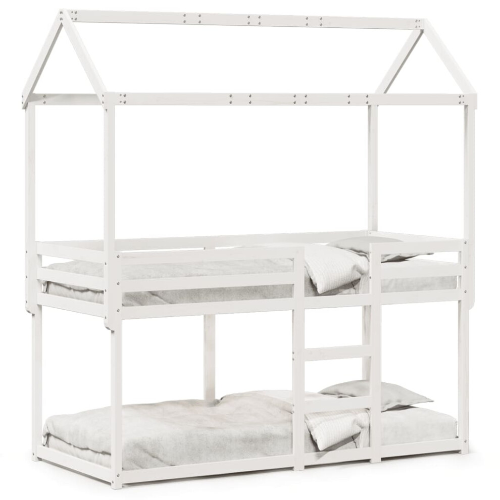 (white, 90 x 190 cm) vidaXL Bunk Bed with Roof Bed Frame Kids Twin Sleeper 90x200cm Solid Wood Pine