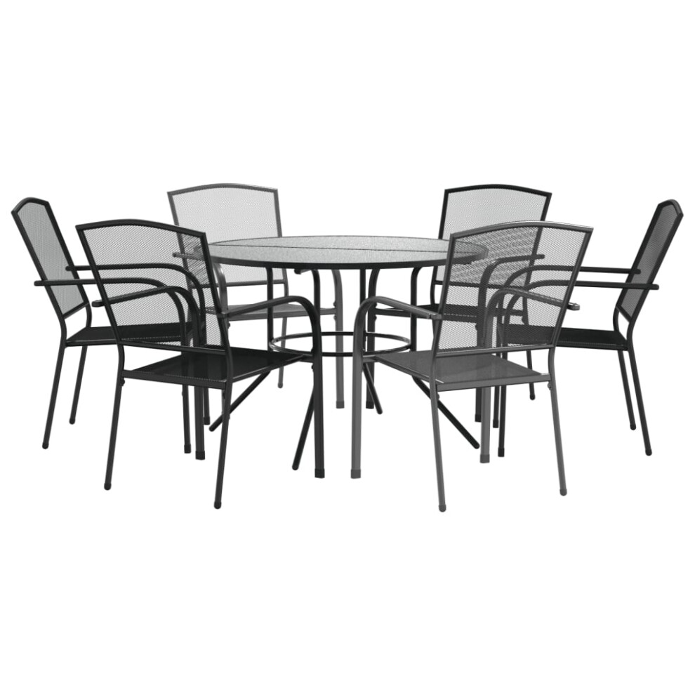 Vidaxl (110 X 72.5 Cm/ 7 Piece) Stackable Garden Chair Set Patio Chair Anthracite Powder-Coated Steel