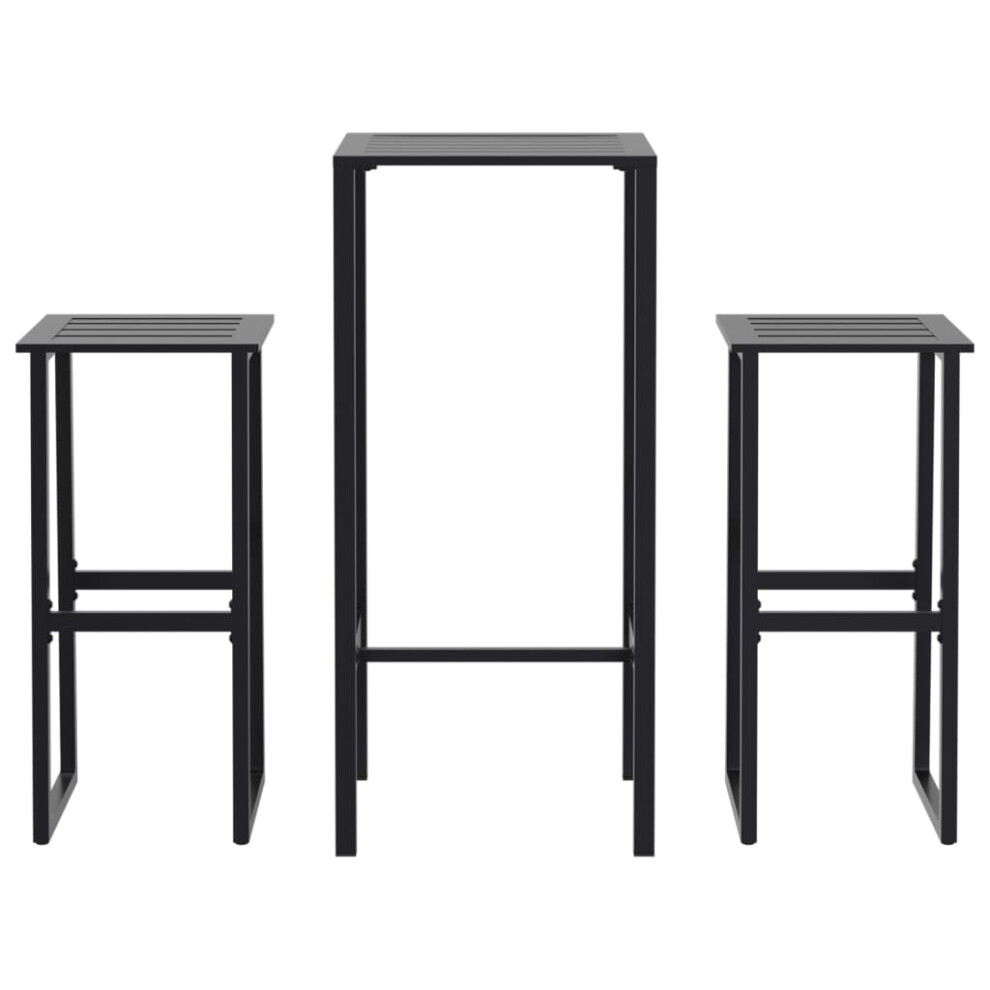 (50 x 50 x 110 cm/ 3 piece) vidaXL Garden Bar Set Outdoor Bistro Set Bar Stool Black Powder-coated Steel