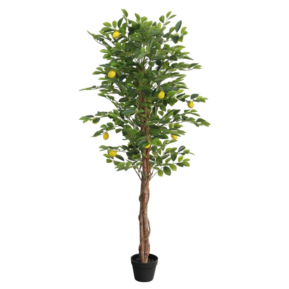 (180 cm) vidaXL Artificial Lemon Tree with 3 Trunks Fake Tree Artificial Plant Green PP