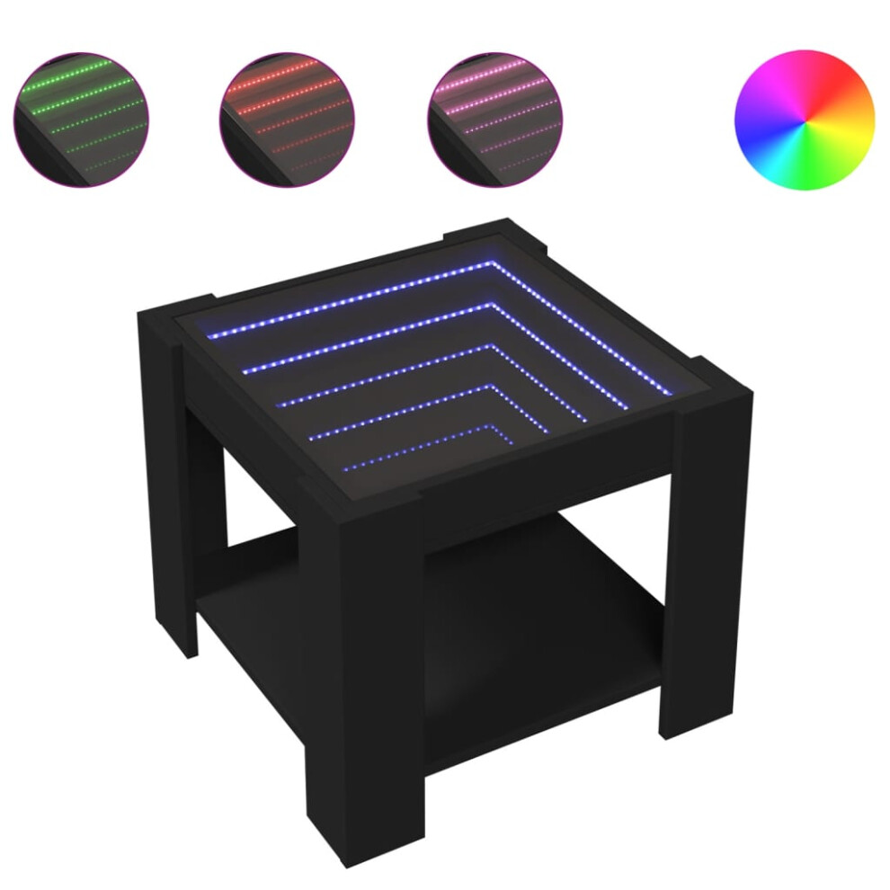 Vidaxl (Black, 53 X 53 X 45 Cm) Coffee Table With Led Hallway Tea End Table Side Table Engineered Wood