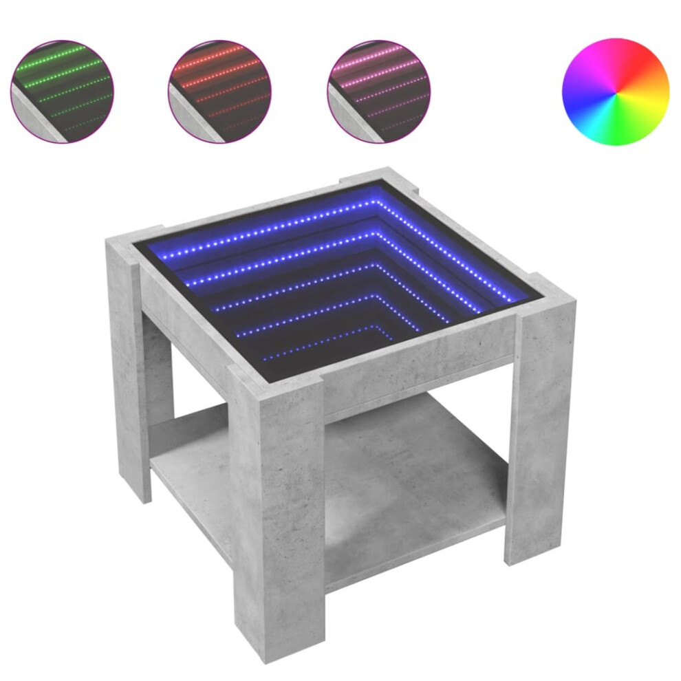 Vidaxl (Concrete Grey, 53 X 53 X 45 Cm) Coffee Table With Led Hallway Tea End Table Side Table Engineered Wood