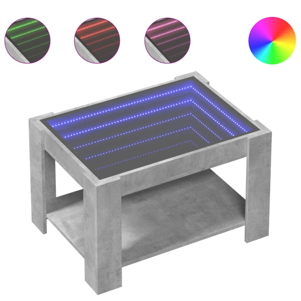 Vidaxl (Concrete Grey, 73 X 53 X 45 Cm) Coffee Table With Led Hallway Tea End Table Side Table Engineered Wood