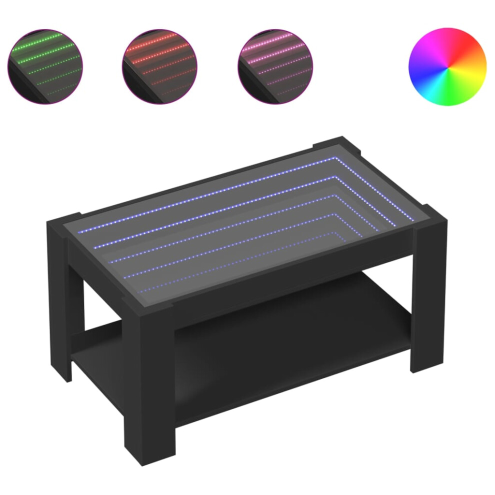 Vidaxl (Black, 93 X 53 X 45 Cm) Coffee Table With Led Hallway Tea End Table Side Table Engineered Wood