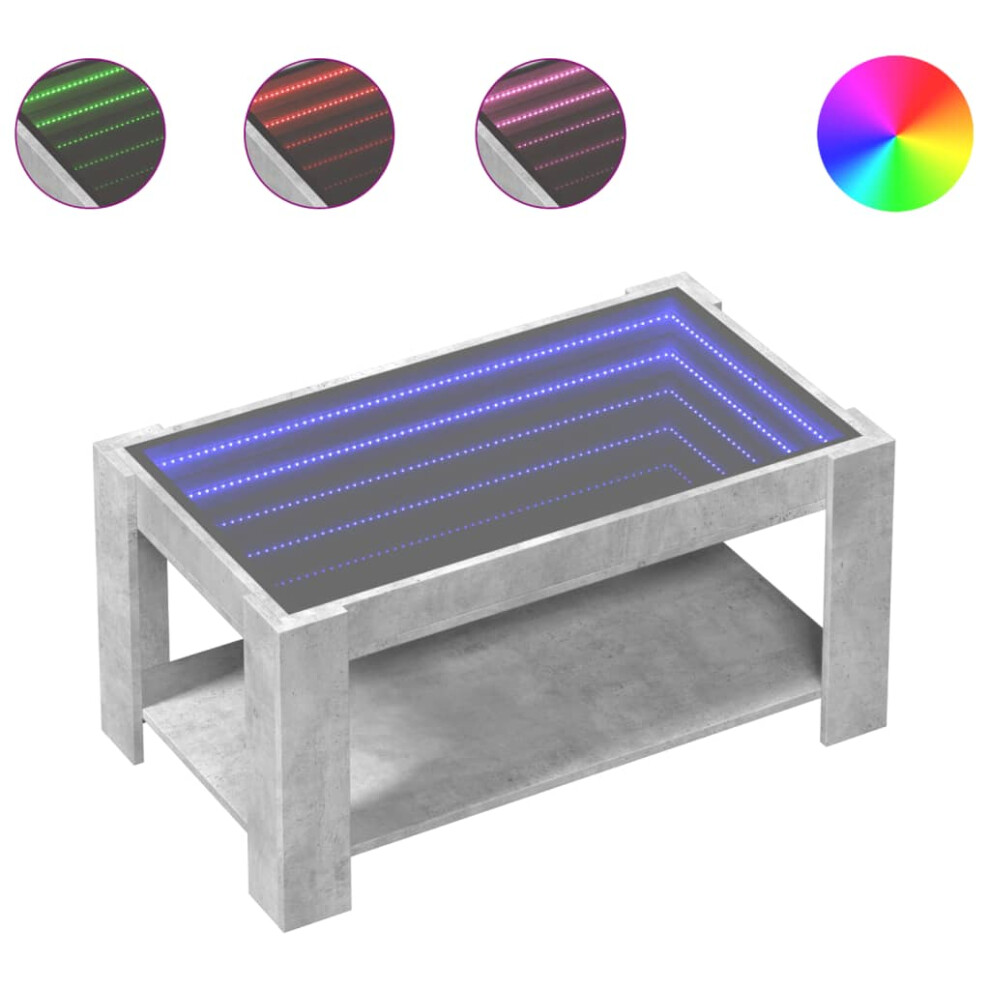 Vidaxl (Concrete Grey, 93 X 53 X 45 Cm) Coffee Table With Led Hallway Tea End Table Side Table Engineered Wood