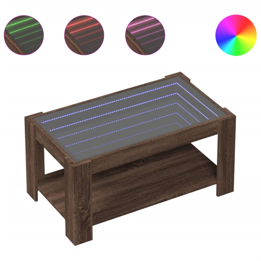 Vidaxl (Brown Oak, 93 X 53 X 45 Cm) Coffee Table With Led Hallway Tea End Table Side Table Engineered Wood