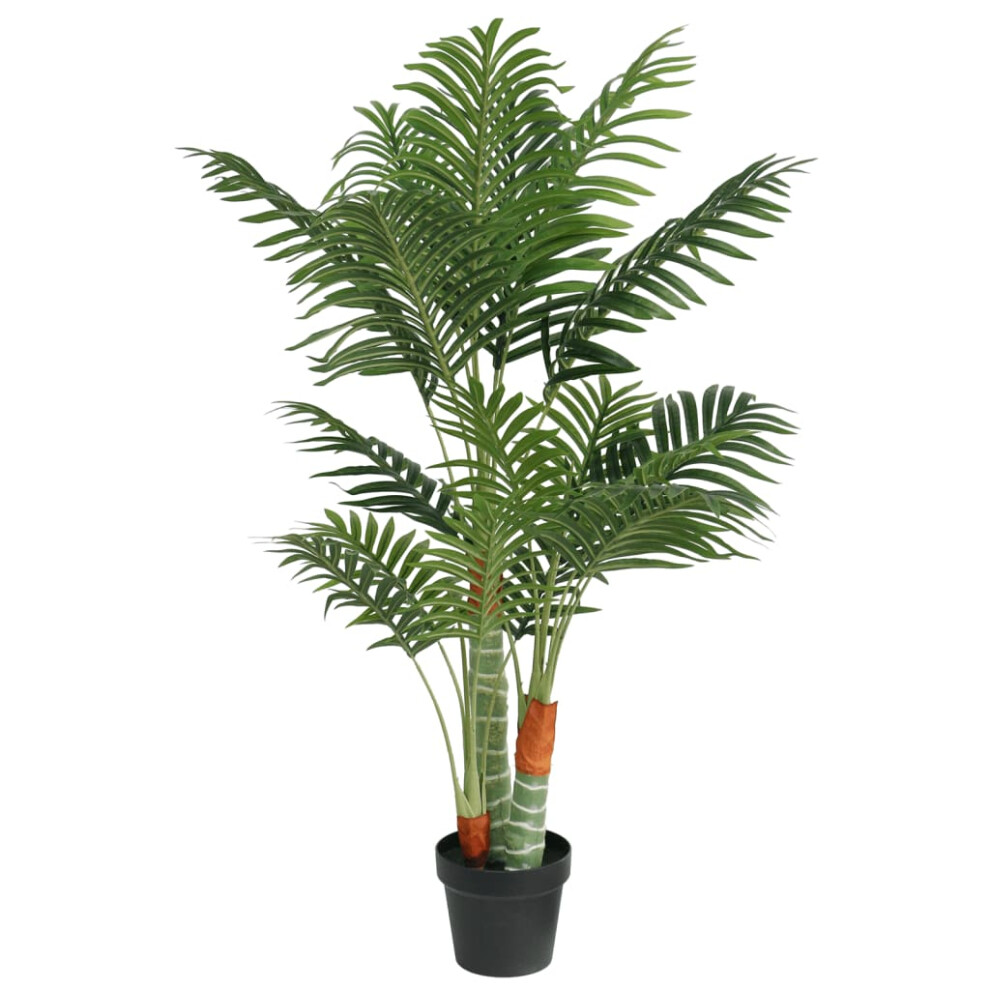 (120 cm) vidaXL Artificial Palm Tree With 3 Trunks Fake Tree Artificial Plant Green PP