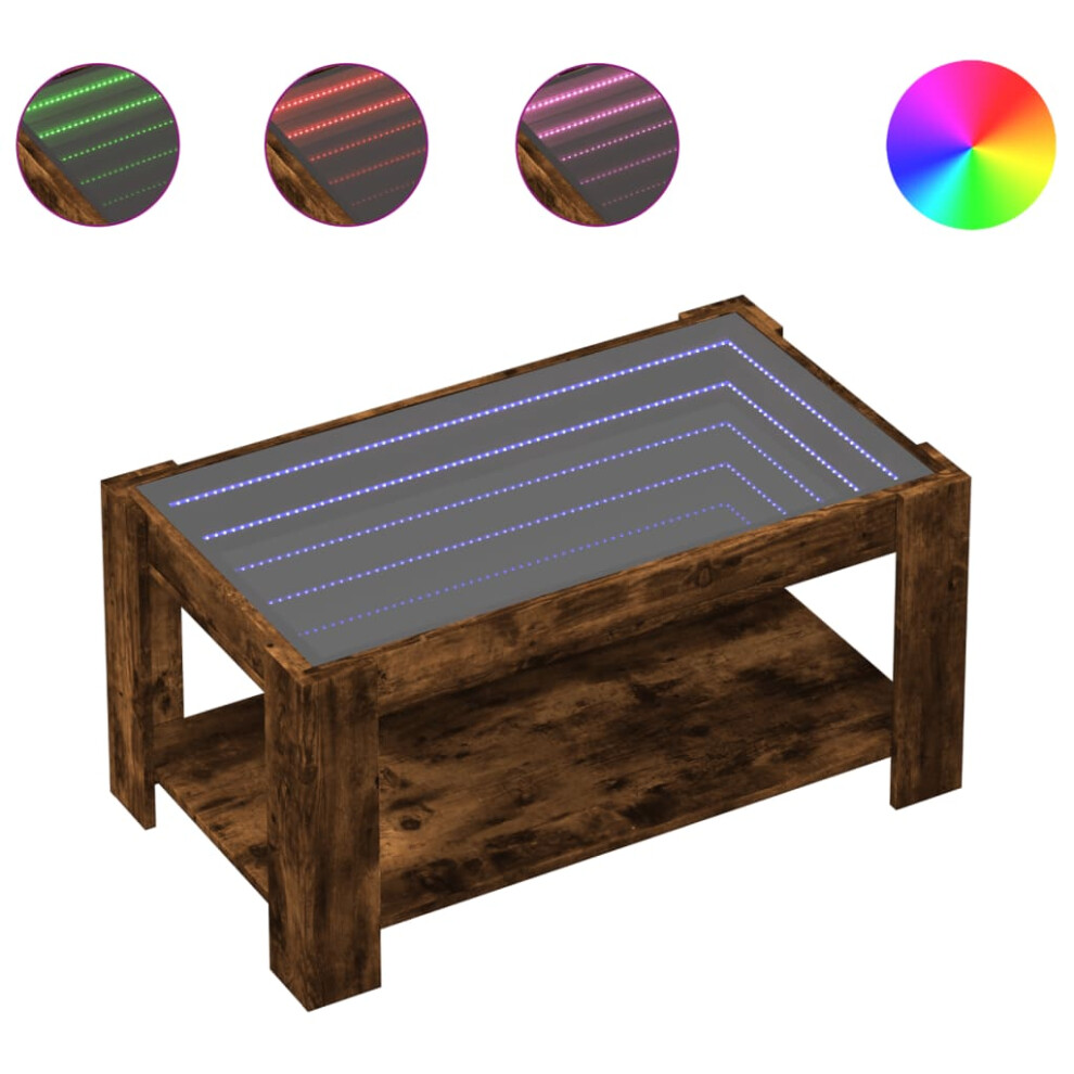 Vidaxl (Smoked Oak, 93 X 53 X 45 Cm) Coffee Table With Led Hallway Tea End Table Side Table Engineered Wood