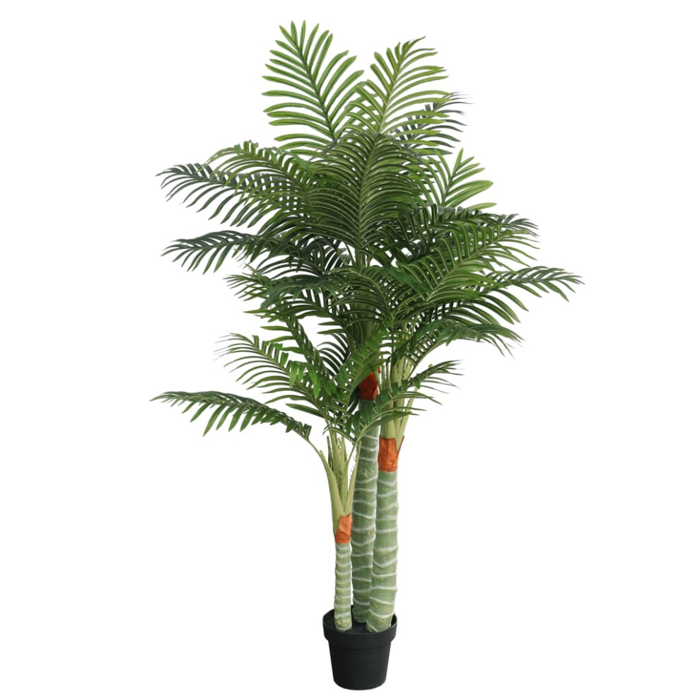 (180 cm) vidaXL Artificial Palm Tree with 3 Trunks Fake Tree Artificial Plant Green PP