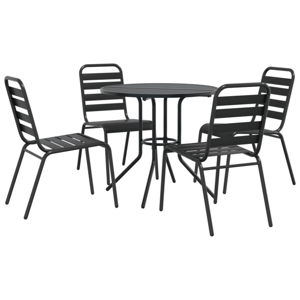 Vidaxl (80 X 72.5 Cm/ 5 Piece) Stackable Garden Chair Set Seat 5 Pcs Anthracite Powder-Coated Steel